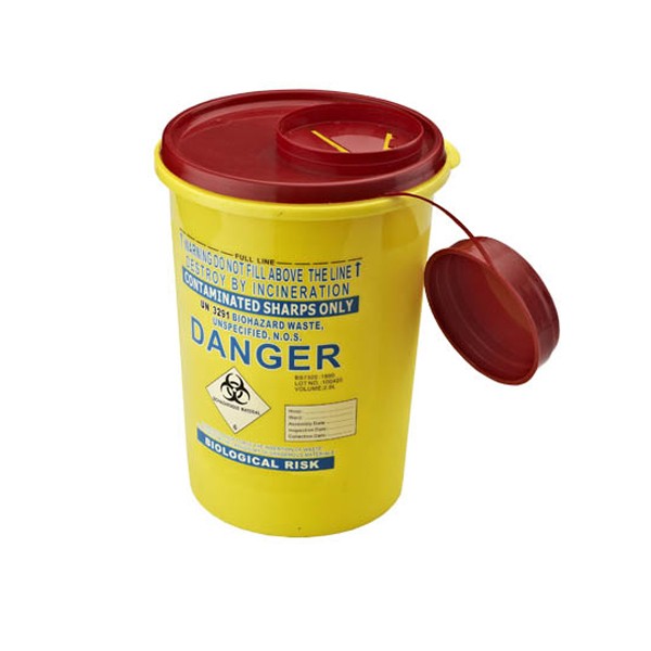 Round Yellow Medical Sharp Container