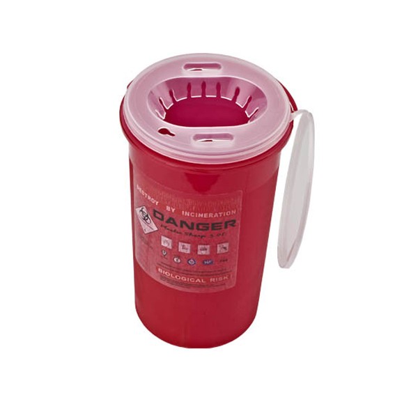 Medical Plastic Container PP Sharp Box 3L Sharps Container Red Color