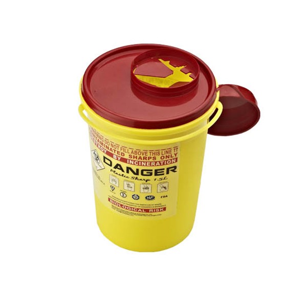 Yellow 1l Round Sharps Container