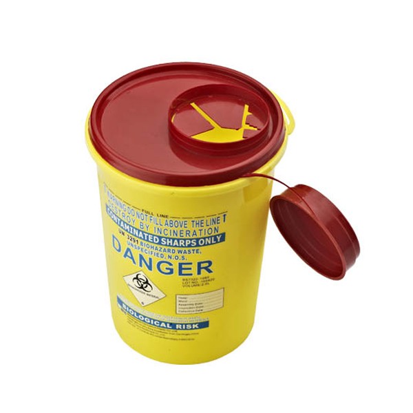 Round Yellow Medical Sharp Container Sharp Safety Box