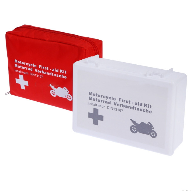 red motorcycle first aid kit